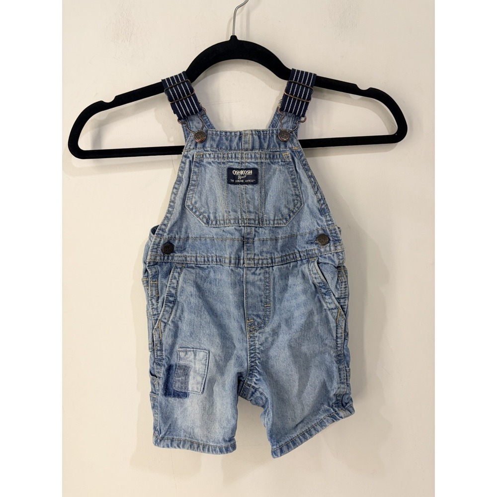 OshKosh B'gosh 18M Denim Shortalls Light Wash Carpenter‎ Overalls Toddler